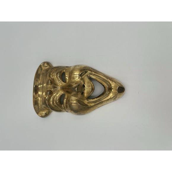 Vintage  Solid Brass Comedy theatre mask wall hanging decor tragedy half mask - Picture 6 of 6